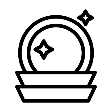 Kişisel ve Ticari Kullanım İçin Bulaşık Kalın Çizgisi Simgesi