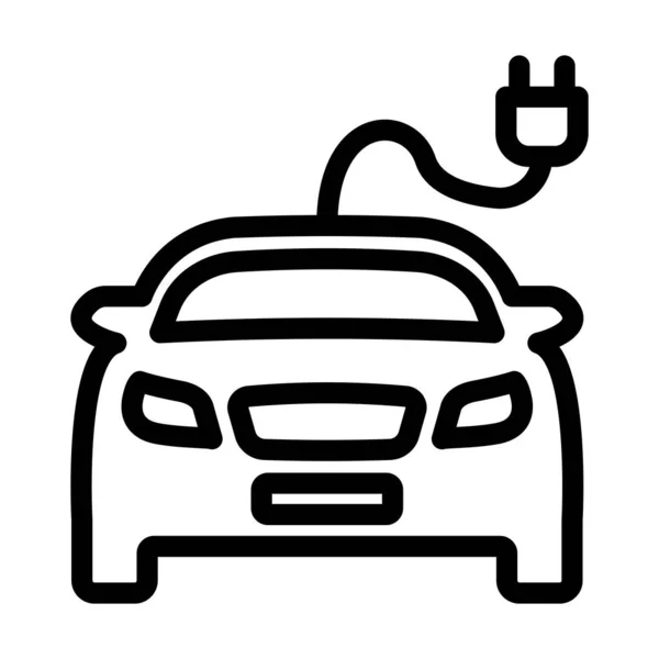 Electric Car Vector Thick Line Icon Personal Commercial Use — Stock Vector