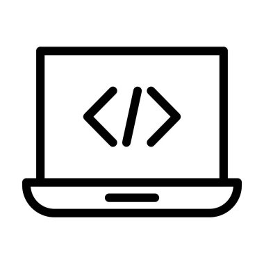 Kişisel ve ticari kullanım için Kodlama Vektörü Kalın Çizgi Simgesi