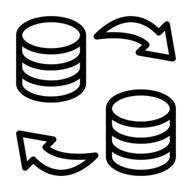 Kişisel ve ticari kullanım için Veri Aktarım Vektörü Kalın Çizgi Simgesi