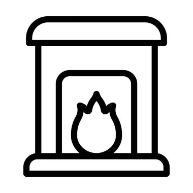 Kişisel ve Ticari Kullanım İçin Şömine Vektörü Kalın Çizgi Simgesi