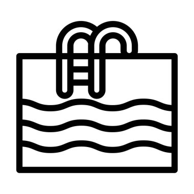 Kişisel ve ticari kullanım için Yüzme Havuzu Vektör Kalın Çizgi Simgesi