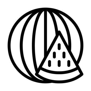 Karpuz Vektörü Kalın Çizgi Simgesi Kişisel ve Ticari Kullanım İçin