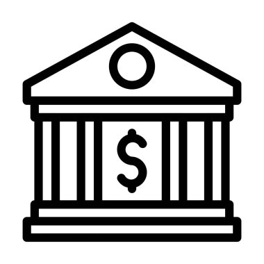 Banka Vektör Kalın Çizgi Kişisel ve Ticari Kullanım Simgesi