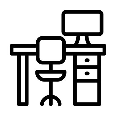 Kişisel ve ticari kullanım için İş yeri Vektörü Kalın Çizgi Simgesi