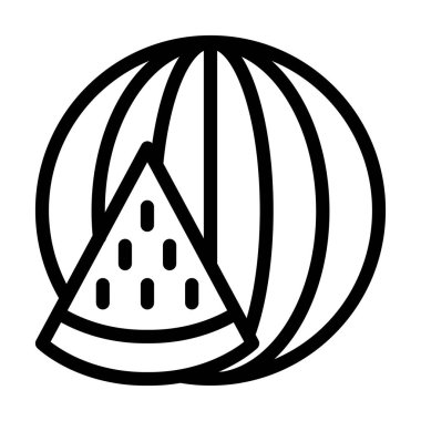 Karpuz Vektörü Kalın Çizgi Simgesi Kişisel ve Ticari Kullanım İçin