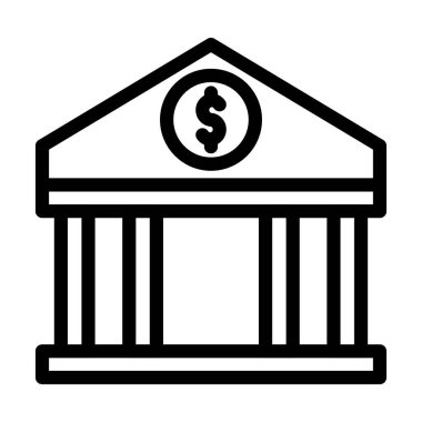 Bankacılık Sistemi Vektör Kalın Hat Kişisel ve Ticari Kullanım Simgesi