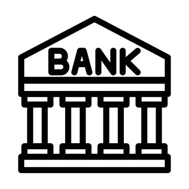 Banka Vektör Kalın Çizgi Kişisel ve Ticari Kullanım Simgesi