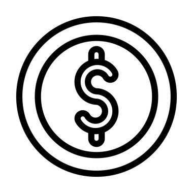 Dolar Para Vektörü Kalın Çizgi Simgesi Kişisel ve Ticari Kullanım İçin