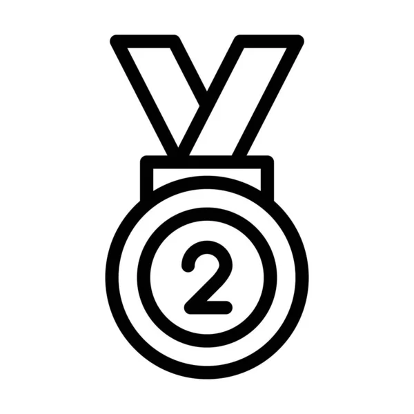 Zilveren Medaille Vector Dikke Lijn Pictogram Voor Persoonlijk Commercieel Gebruik — Stockvector