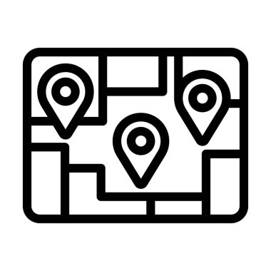 Kişisel ve ticari kullanım için çoklu POI Vektör Kalın Çizgi Simgesi