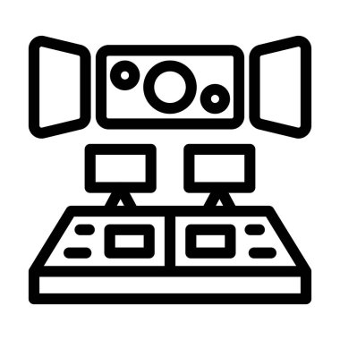 Kişisel ve ticari kullanım için Uzay Gemisi Kontrol Odası Kalın Çizgi Simgesi