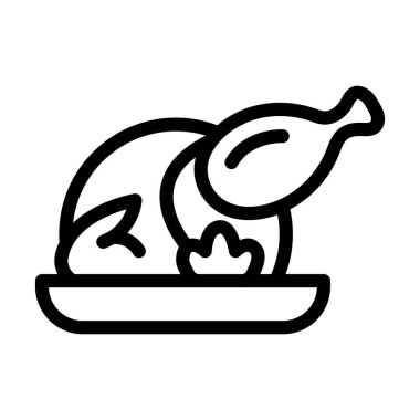 Tavuk Akşam Yemeği Kalın Çizgi Kişisel ve Ticari Kullanım Simgesi