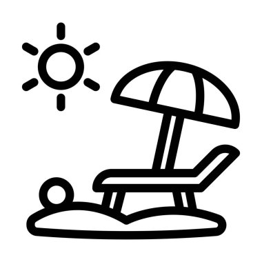 Plaj Vektörü Kalın Çizgi Kişisel ve Ticari Kullanım Simgesi