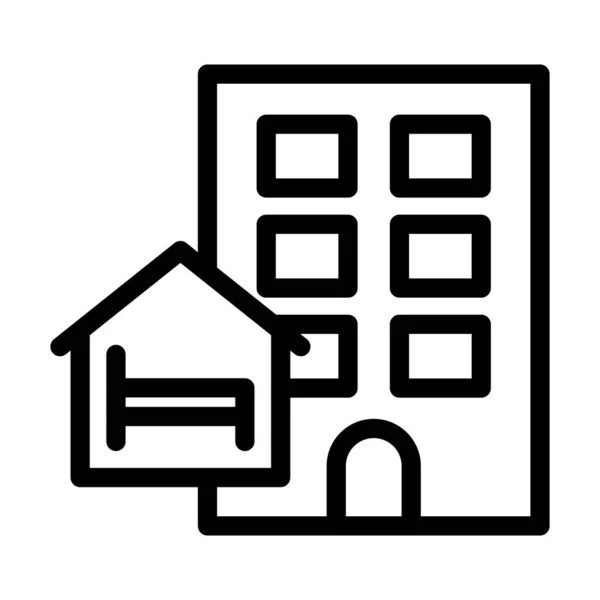 Hostel Vector Thick Line Icon Für Den Persönlichen Und Kommerziellen — Stockvektor