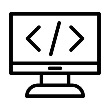 Kişisel ve Ticari Kullanım İçin Dil Vektörü Kalın Çizgi Simgesi Programlanıyor