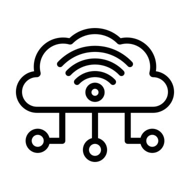 Bulut Servis Vektörü Kalın Hat Kişisel ve Ticari Kullanım Simgesi