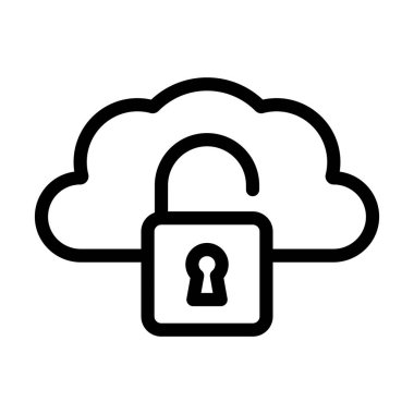 Güvensiz Bulut Vektörü Kalın Çizgi Simgesi Kişisel ve Ticari Kullanım İçin