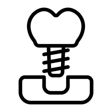 Kişisel ve ticari kullanım için Diş İmplantı Kalın Çizgi Simgesi