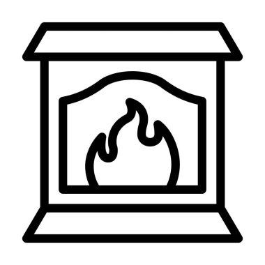 Kişisel ve Ticari Kullanım İçin Şömine Vektörü Kalın Çizgi Simgesi