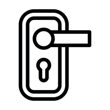 Kişisel ve ticari kullanım için Kapı Kilidi Kalın Çizgi Simgesi