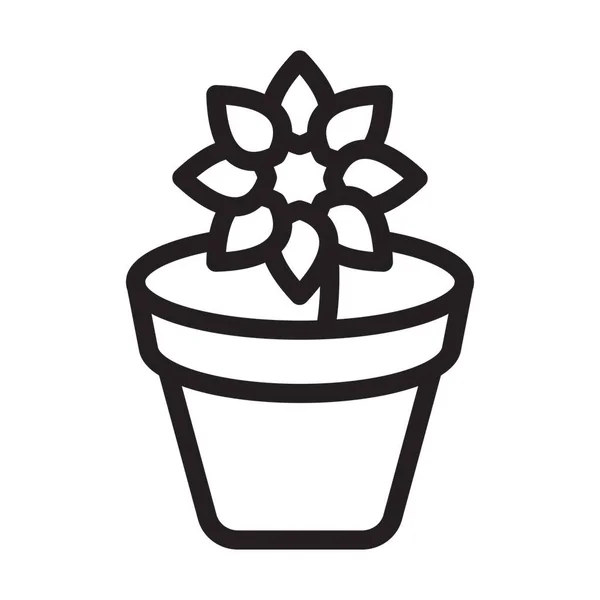 Plant Pot Vector Dikke Lijn Pictogram Voor Persoonlijk Commercieel Gebruik — Stockvector