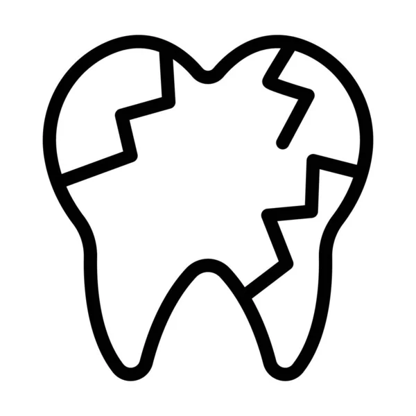 Broken Tooth Vector Thick Line Icon Personal Commercial Use — Stock Vector