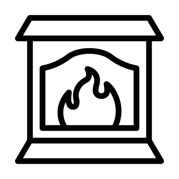 Fireplace Vector Thick Line Icon Personal Commercial Use — Stock Vector