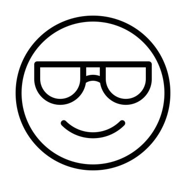 Güneş gözlüklü gülen yüz Kişisel ve ticari kullanım için Kalın çizgi simgesi