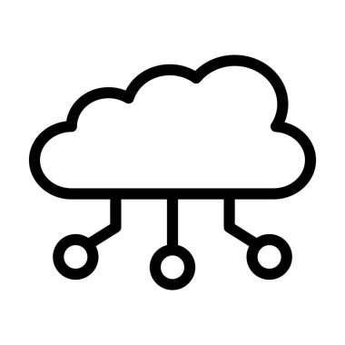 Kişisel ve ticari kullanım için Bulut Veri Vektörü Kalın Çizgi Simgesi Simgesi