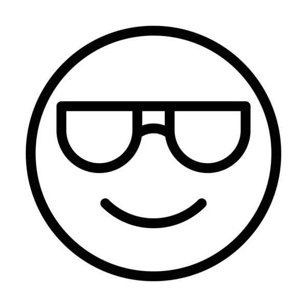 Usmívající Obličej Slunečními Brýlemi Vektor Tlustá Čára Ikona Pro Osobní — Stockový vektor