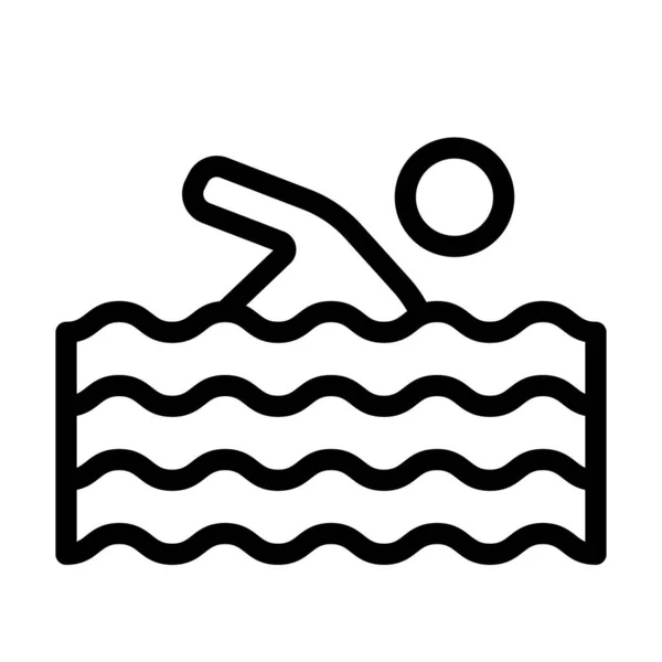 Людина Плавання Вектор Товста Лінія Піктограма Особистого Комерційного Використання — стоковий вектор