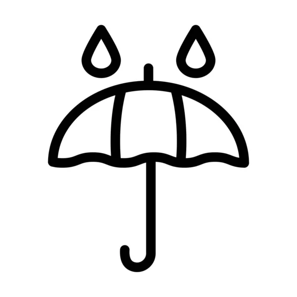 Umbrella Rain Drops Vector Thick Line Icon Personal Commercial Use — Stock Vector
