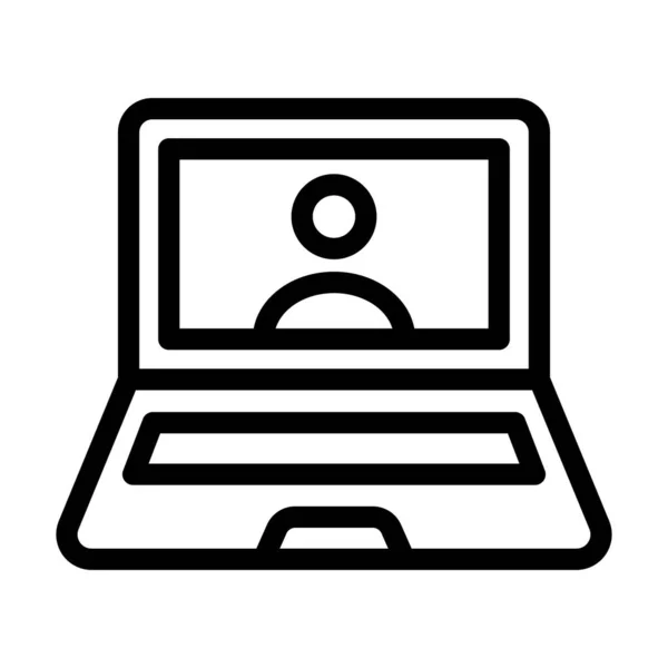 Kişisel Ticari Kullanım Için Laptop Vektör Kalın Çizgi Simgesi — Stok Vektör