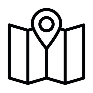 Kişisel ve ticari kullanım için Harita Vektörü Kalın Çizgi Simgesi