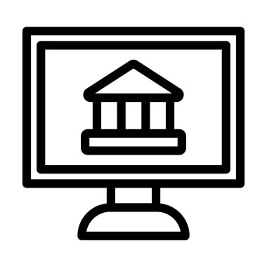 Çevrimiçi Bankacılık Vektörü Kalın Hat Kişisel ve Ticari Kullanım Simgesi