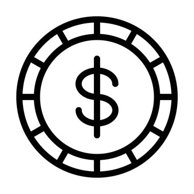 Kişisel ve ticari kullanım için Madeni Para Vektörü Kalın Çizgi Simgesi