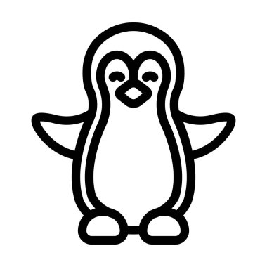 Penguen Vektör Kalın Çizgi Kişisel ve Ticari Kullanım Simgesi