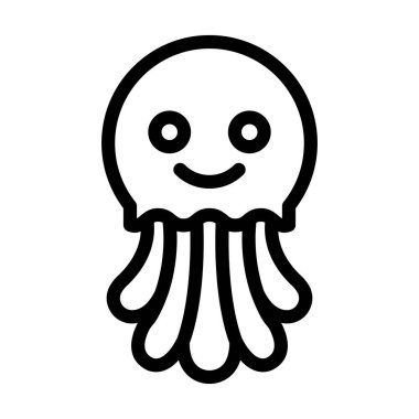 Denizanası Kalın Çizgi Simgesi Kişisel ve Ticari Kullanım İçin