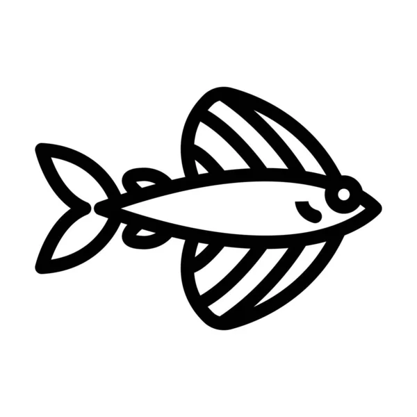 Flying Fish Vector Thick Line Icon Personal Commercial Use — Stock Vector