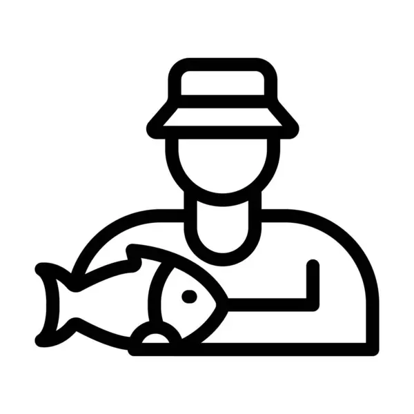 Fisherman Vector Thick Line Icon Für Den Persönlichen Und Kommerziellen — Stockvektor