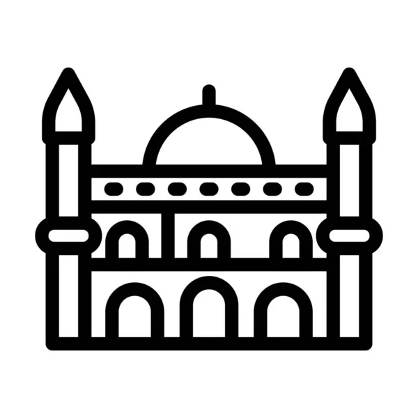 Blaue Moschee Vector Thick Line Icon Für Den Persönlichen Und — Stockvektor