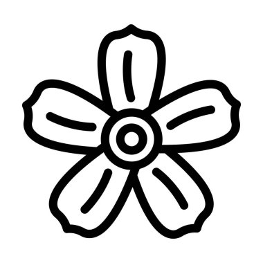 Çiçek Vektörü Kalın Çizgi Kişisel ve Ticari Kullanım Simgesi
