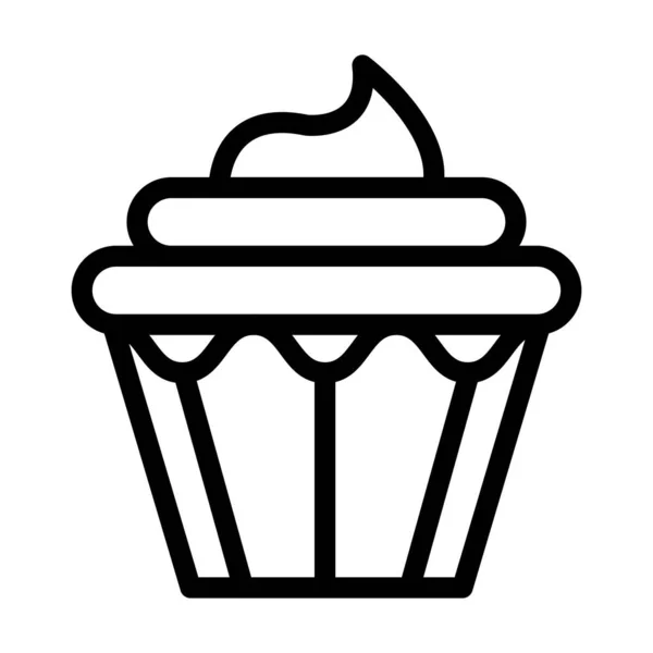 Cupcake Vector Thick Line Icono Para Uso Personal Comercial — Archivo Imágenes Vectoriales