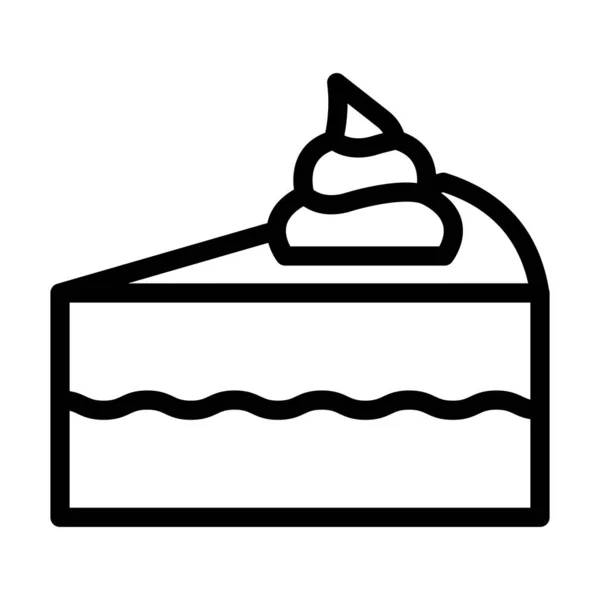 Stück Kuchen Vector Thick Line Icon Für Den Persönlichen Und — Stockvektor