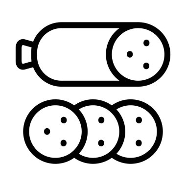 Pepperoni Vektör Kalın Çizgi Kişisel ve Ticari Kullanım Simgesi