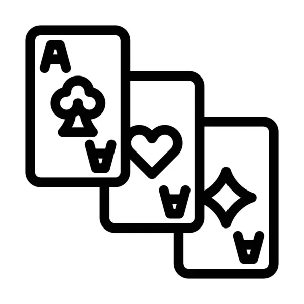 Playing Cards Vector Thick Line Icon Personal Commercial Use — Stock Vector