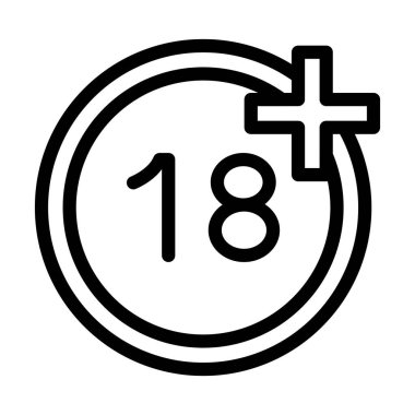 Kişisel ve ticari kullanım için Yaş Sınırı Kalın Çizgi Simgesi