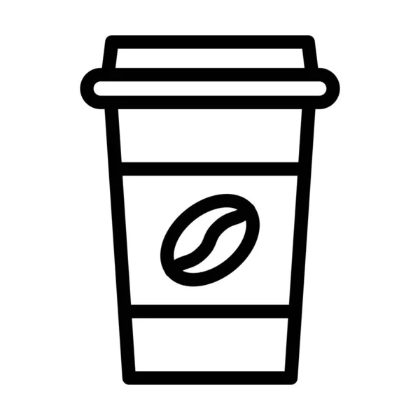 コーヒーカップベクトル太線アイコン個人用および商業用 — ストックベクタ