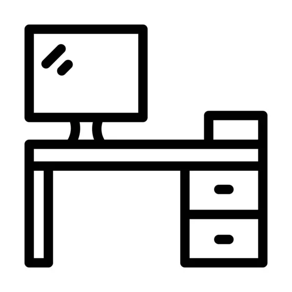 Desk Vector Thick Line Icon Für Den Persönlichen Und Kommerziellen — Stockvektor